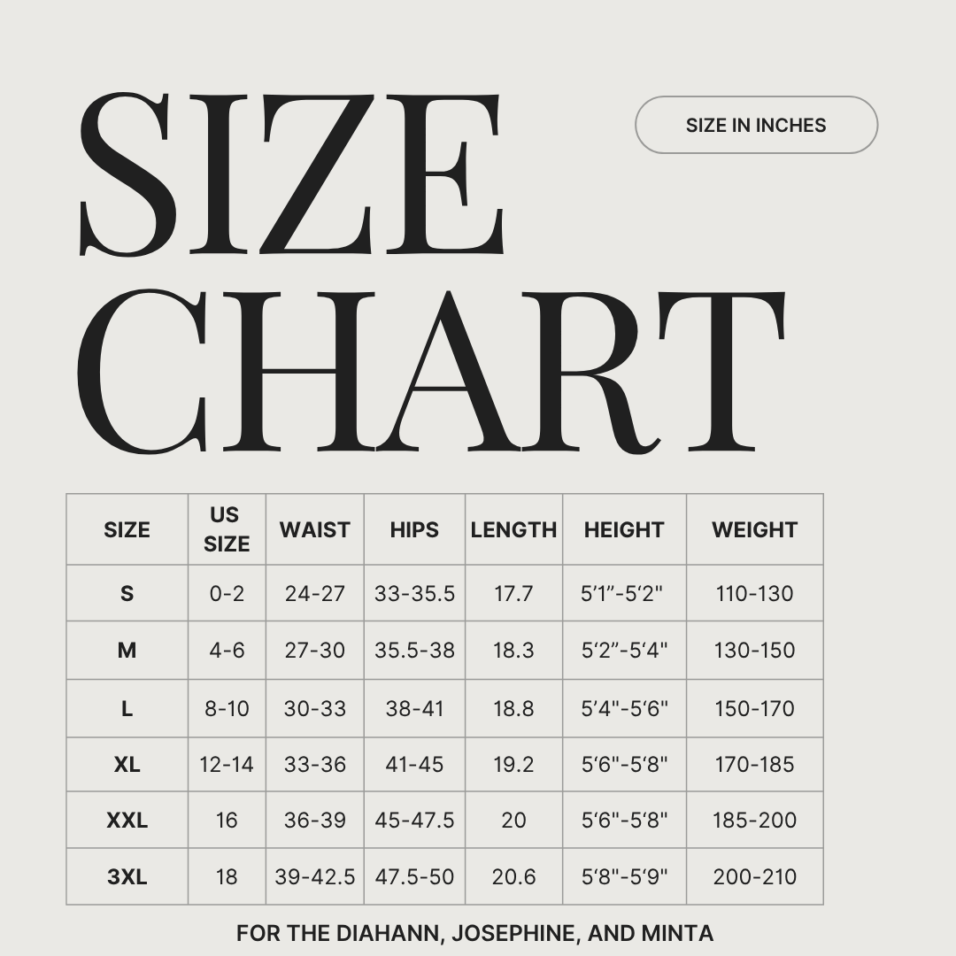 Size guide for The Josephine